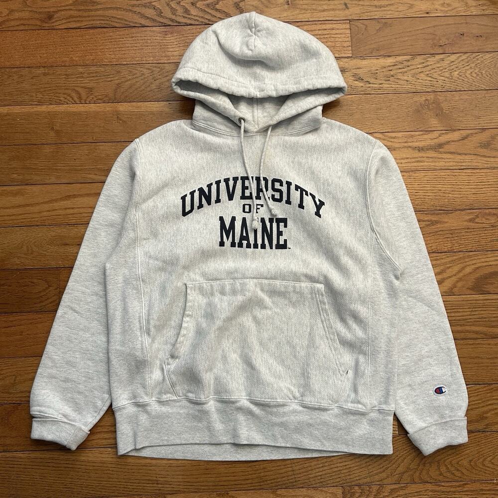 Vintage Champion Reverse Weave University Of Maine Fleece Pullover Hoodie Medium